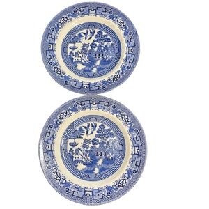 VIntage Plates 2 Old Willow pattern, Swinnertons in Staffordshire, England. 10"